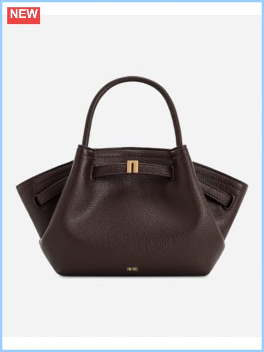 Mini Vegan Leather Tote Crossbody Bag with Gold Hardware